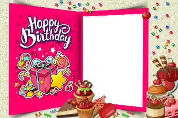 Photo effect from category Birthday cards № 205737. An inscription on the frame: Happy Birthday!